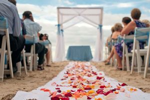 Costa Rica beach wedding, photo of the chairs and aisle on the beach
