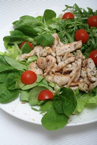 spinach salad - meat and vegetable combo