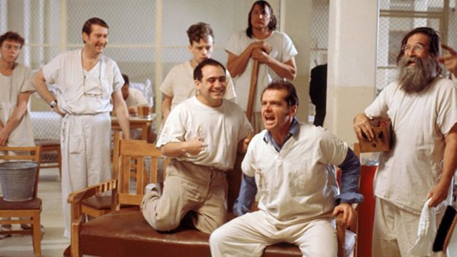 "Flew Over the Cuckoo's Nest" starred by Jack Nicholson.