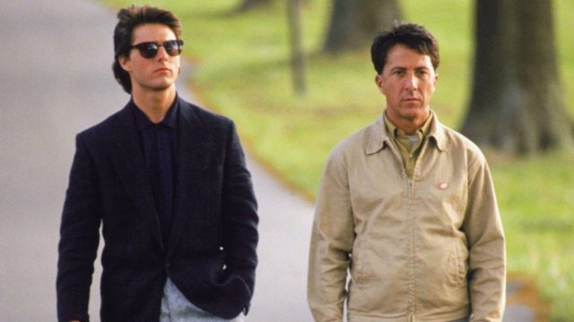 "Rain man" was starred by Tom Cruise and Dustin Hoffman.