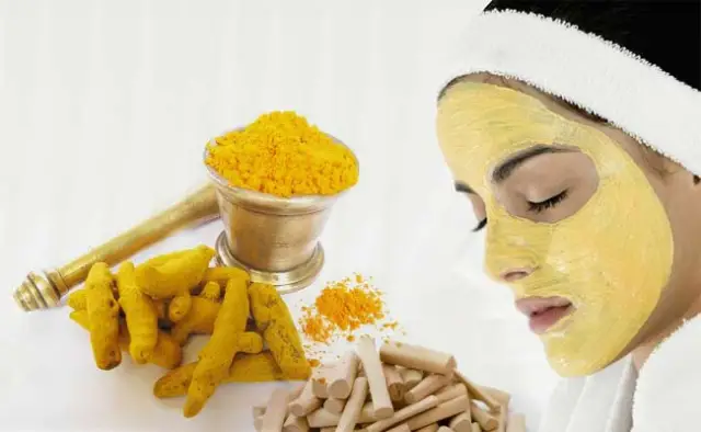 Turmeric facial masks are commonly used to care face skin and prolong youthness.