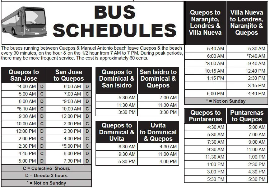 Bus schedules. 