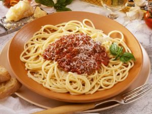 Bolognese spaghetti and cheese