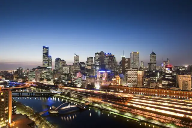 City of Melbourne in the evening