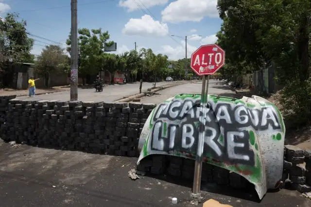 A blocked road in Nicaragua