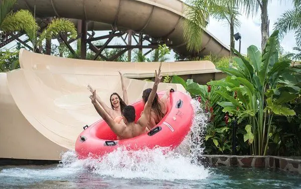 Tourists enjoying the water slides