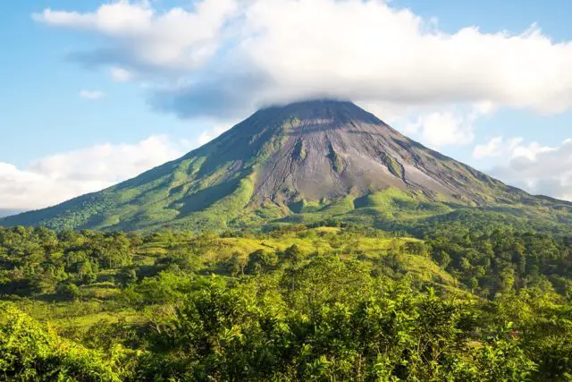 Arenal volcano landscape in a sunny day