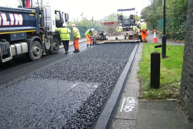 Asphalt road made of plastic waste