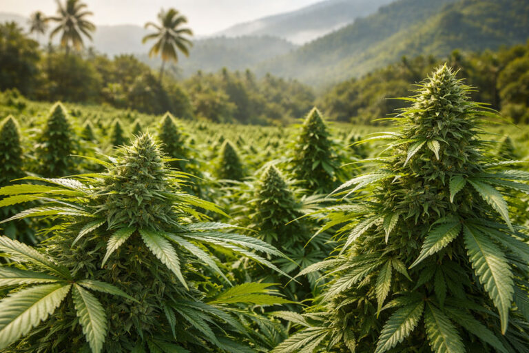 High-quality medical cannabis plants cultivated in Costa Rica for export to European markets, highlighting the country’s growing role in the global cannabis industry